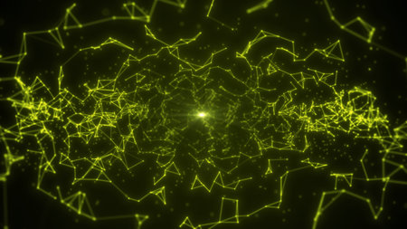 Abstract technology Plexus tunnel background from lines and dots. Space geometrical backdrop