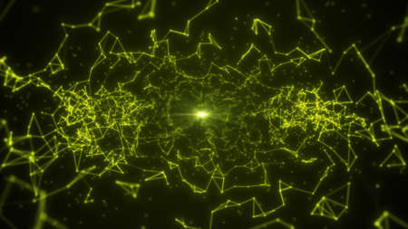 Abstract technology Plexus tunnel background from lines and dots. Space geometrical backdropの写真素材