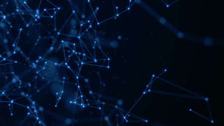 Abstract technology background from lines and dots. Plexus space geometrical backdrop.の写真素材