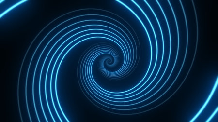 Travel through abstract particles tunnel. Glow wormhole background.