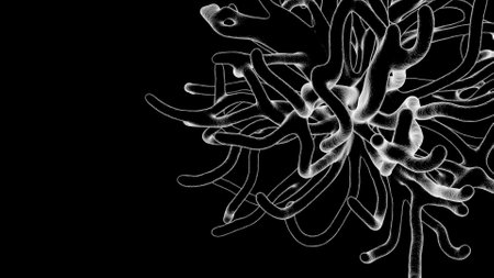 Virus with tentacles. Micrograph style COVID, Coronavirus concept.の写真素材