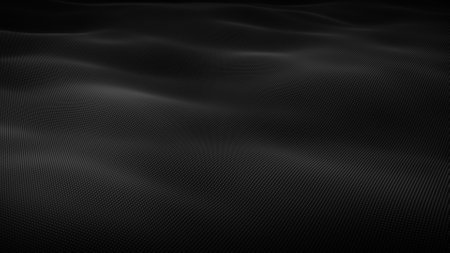 Abstract flowing smooth cloth surface, fractal waves background. Grid, mesh of dots.の写真素材