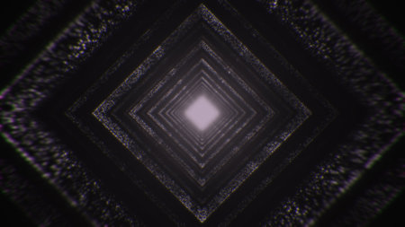 Travel through abstract technology digital LED tunnel from dots. Glowing backgroundの写真素材