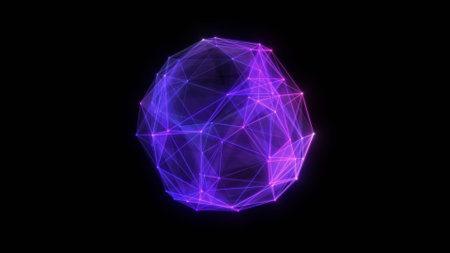 Abstract technology sphere background from lines and dots. Geometric backdropの写真素材