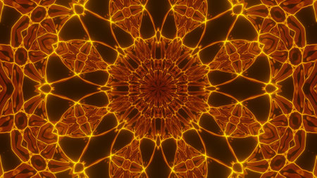 Abstract cosmic chaos background. Symmetric kaleidoscope backdrop from Liquid hypnotic rays.の写真素材