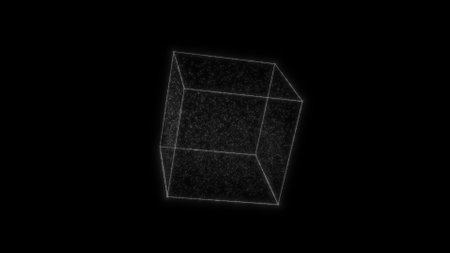 Glowing cube HUD element. Container with particles. Plexus style.の写真素材