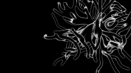 Virus with tentacles. Micrograph style COVID, Coronavirus concept.の写真素材