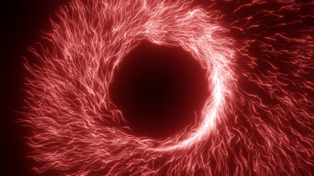 Bright glowing sparks particles spinning in a circle. Fireworks with the trails backgroundの写真素材