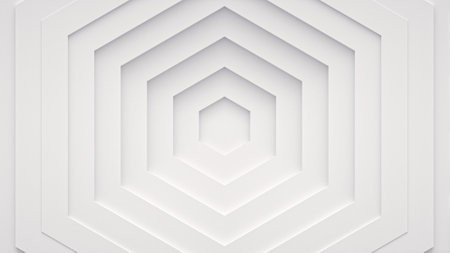 Wave from concentric polygons, rings on the surface. Bright, milky radio wave abstract backgroundの写真素材