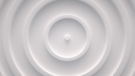 Wave from concentric circles, rings on the surface. Bright, milky radio wave abstract background.の写真素材