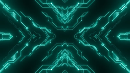 Travel through abstract technology digital tunnel.の写真素材