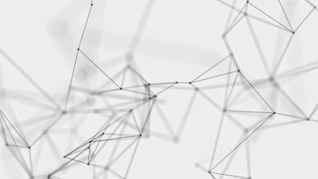 Abstract technology background from lines and dots. Plexus space geometrical backdropの写真素材