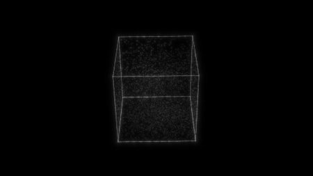Glowing cube HUD element. Container with particles. Plexus style.の写真素材