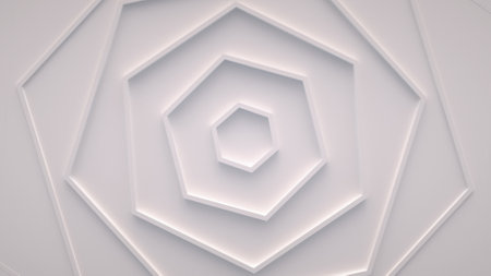 Wave from concentric hexagons on the surface. Bright, milky radio wave abstract background.の写真素材