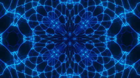 Abstract cosmic chaos background. Symmetric kaleidoscope backdrop from Liquid hypnotic rays.の写真素材