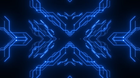 Travel through abstract technology digital tunnel.の写真素材