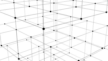 Abstract technology background from lines and dots. Plexus space geometrical backdropの写真素材