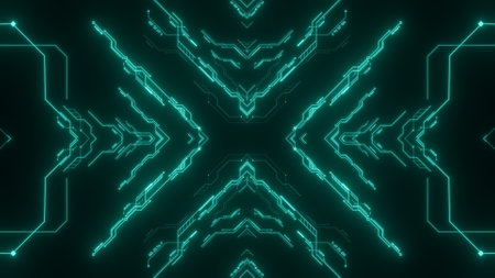 Travel through abstract technology digital tunnel.の写真素材