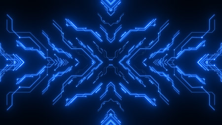 Travel through abstract technology digital tunnel.の写真素材