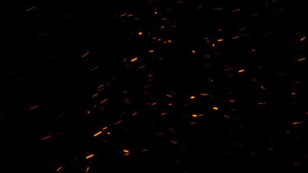 burning ash background. Sparks backdrop. Flickering abstract particlesの写真素材