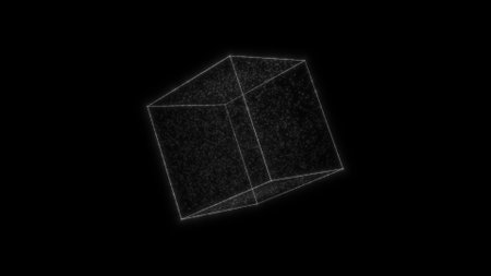 Glowing cube HUD element. Container with particles. Plexus style.の写真素材
