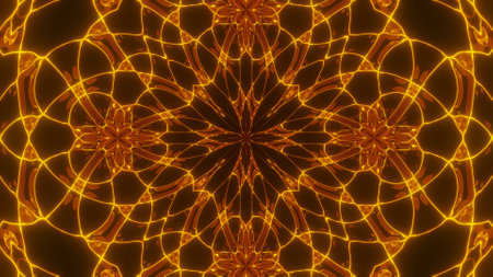 Abstract cosmic chaos background. Symmetric kaleidoscope backdrop from Liquid hypnotic rays.の写真素材