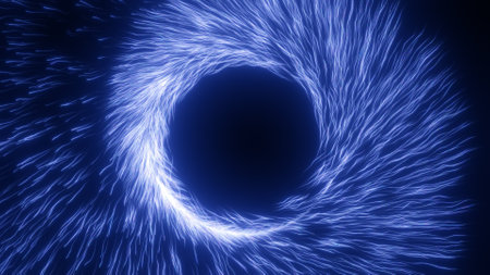 Bright glowing sparks particles spinning in a circle. Fireworks with the trails backgroundの写真素材