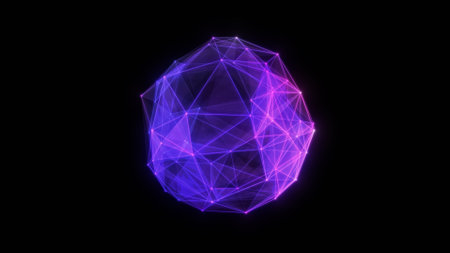 Abstract technology sphere background from lines and dots. Geometric backdropの写真素材