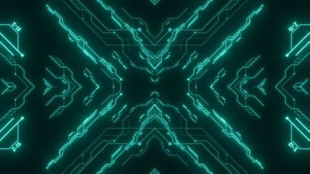 Travel through abstract technology digital tunnel.の写真素材