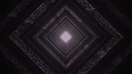 Travel through abstract technology digital LED tunnel from dots. Glowing backgroundの写真素材