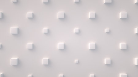 Abstract background with cubes on light ivory, porcelain surface.の写真素材