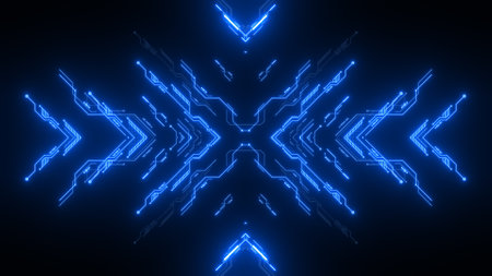 Travel through abstract technology digital tunnel.の写真素材