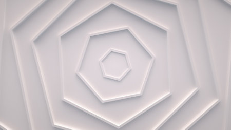 Wave from concentric hexagons on the surface. Bright, milky radio wave abstract background.の写真素材