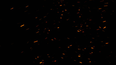 burning ash background. Sparks backdrop. Flickering abstract particlesの写真素材