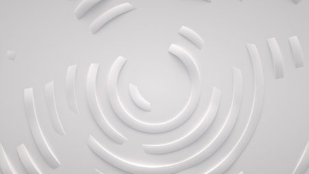 Concentric circles, rings on the surface. Bright, milky radio wave abstract backgroundの写真素材