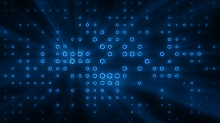 Flashing particle pattern with beams, rays.の写真素材