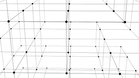 Abstract technology background from lines and dots. Plexus space geometrical backdropの写真素材