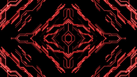 Travel through abstract technology digital tunnel.の写真素材