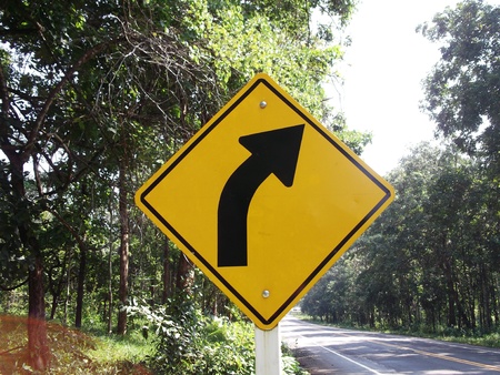 Traffic directional road signs pointing to rightの写真素材