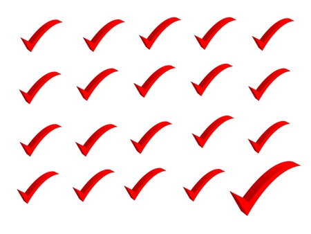 The one green tick in the row of red crosses の写真素材