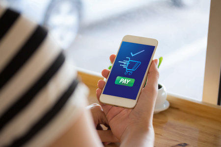 payment online shopping NFC technology on Smartphone shopping online