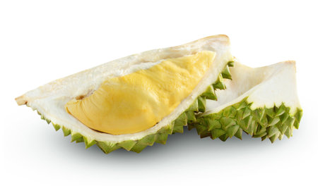 raw Durian  super fruit  on white isolatedの写真素材
