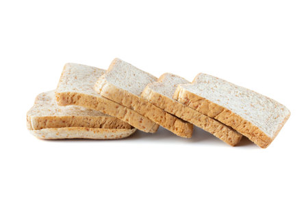 Sliced toast bread isolated on white backgroundの写真素材