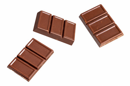 chocolate fly pieces mix isolated  on white background isolated .Image stack Full depth of field macroの写真素材
