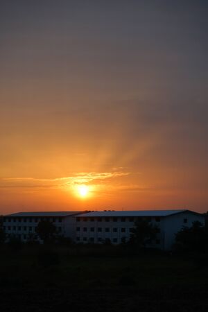 The Sunrise near the industrial zoneの写真素材