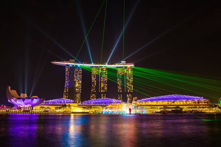 Singapore skyline at night in Singapore cityのeditorial素材
