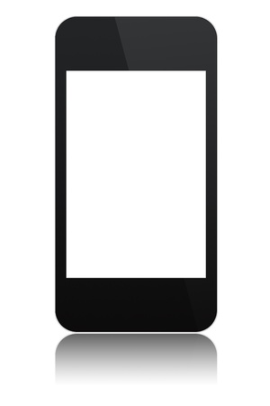 modern abstract touchscreen phone with a blank screen, isolated on white backgroundの写真素材