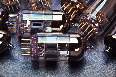 history old electronic radio tube close-up