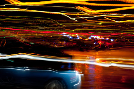 street lights blurred abstract background