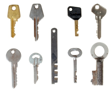 set of keys isolated on white backgroundの写真素材